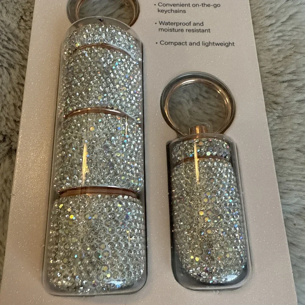 NEW Glitz & Glam Travel Pill Cases Clear Rhinestone with Keychain Viral TikTok